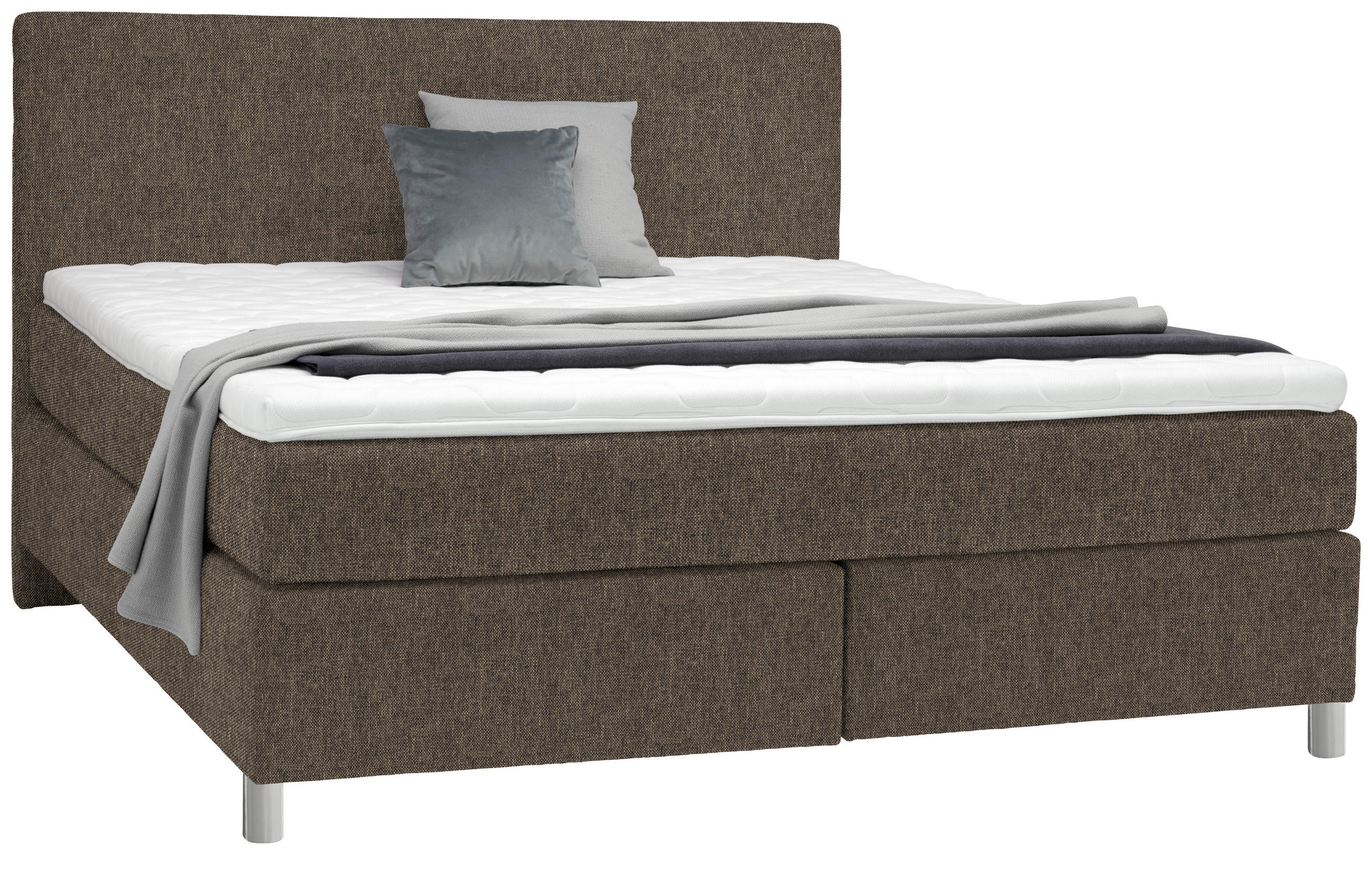 BOXSPRINGBETT 180/200 cm  in Braun  - Chromfarben/Braun, KONVENTIONELL, Kunststoff/Textil (180/200cm) - Voleo