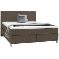 BOXSPRINGBETT 180/200 cm  in Braun  - Chromfarben/Braun, Konventionell, Kunststoff/Textil (180/200cm) - Voleo