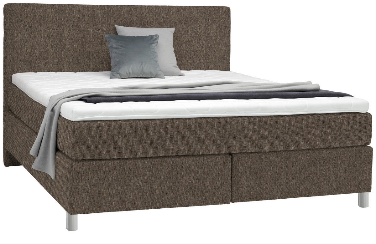 BOXSPRINGBETT 180/200 cm  in Braun  - Chromfarben/Braun, Konventionell, Kunststoff/Textil (180/200cm) - Voleo
