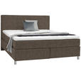 BOXSPRINGBETT 200/200 cm  in Braun  - Chromfarben/Braun, KONVENTIONELL, Kunststoff/Textil (200/200cm) - Voleo