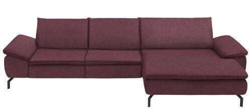 ECKSOFA Weinrot Mikrofaser  - Weinrot/Schwarz, Design, Textil/Metall (341/181cm) - Dieter Knoll