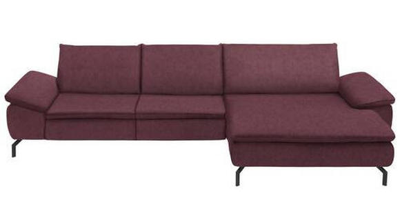 ECKSOFA Weinrot Mikrofaser  - Weinrot/Schwarz, Design, Textil/Metall (341/181cm) - Dieter Knoll