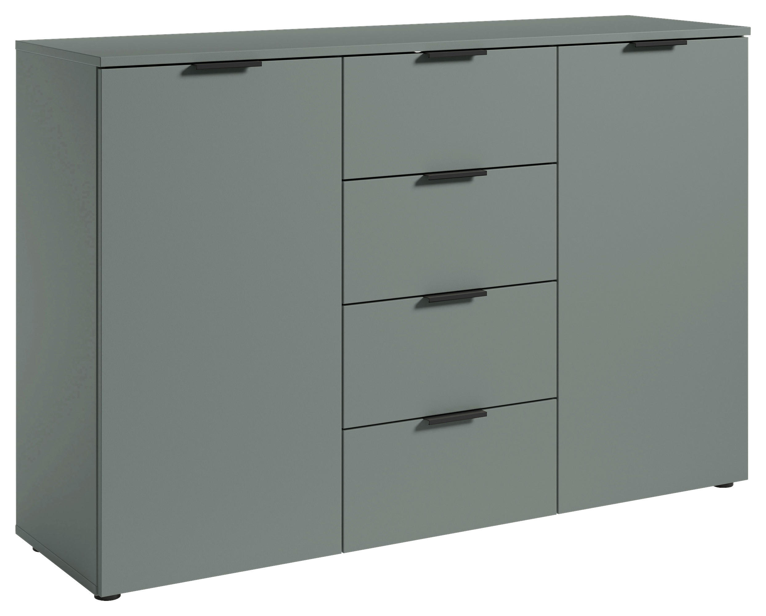 Carryhome ŠIROKÁ KOMODA, šalvějově zelená, 135/90/40 cm