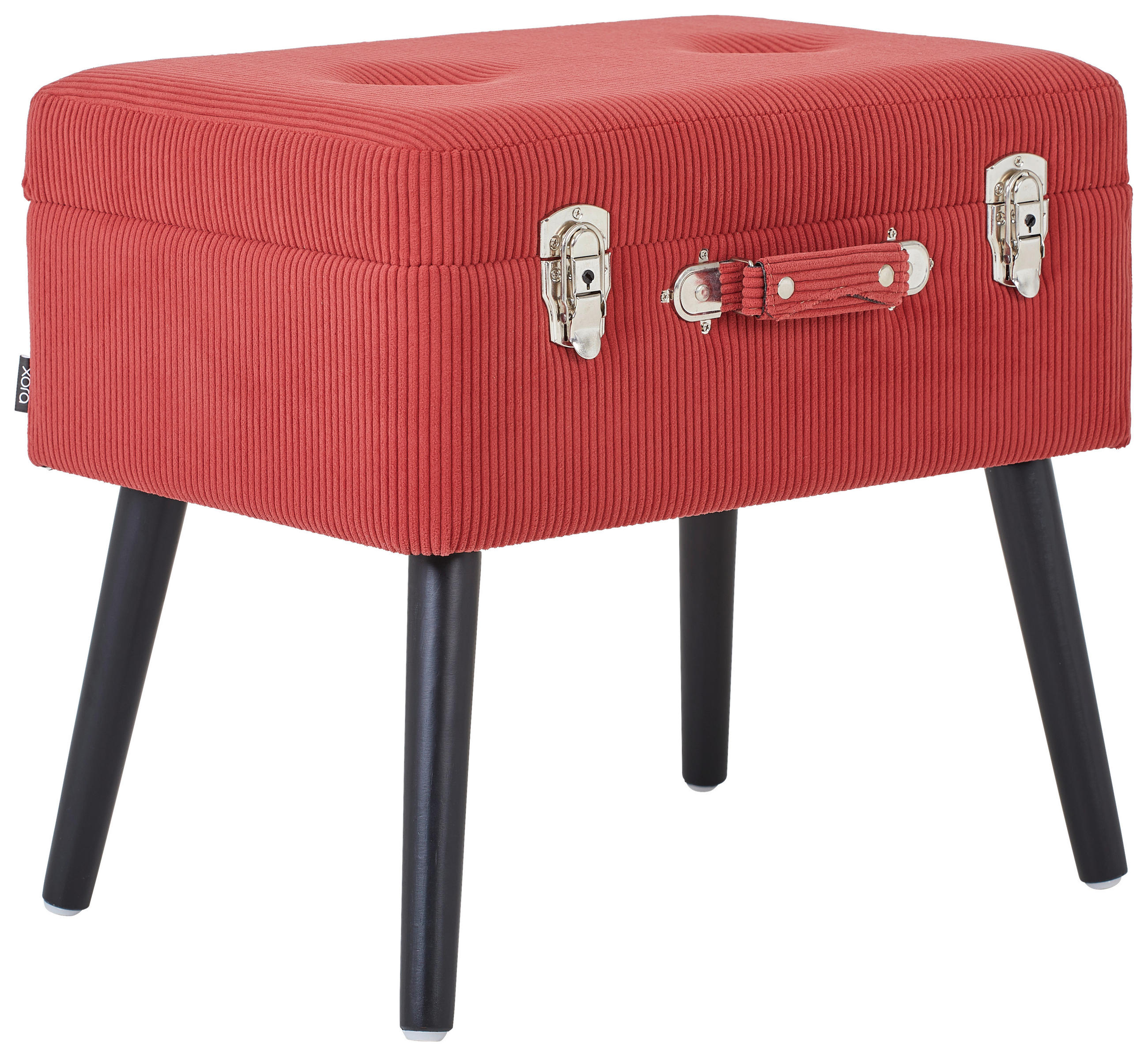 HOCKER in Holz, Textil, Holzwerkstoff Rot, Schwarz - Rot/Schwarz, Trend, Holz/Holzwerkstoff (50/46/35cm) - Xora