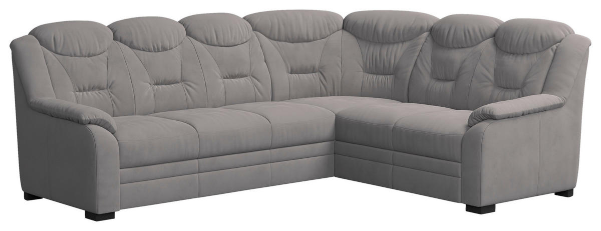 ECKSOFA Hellgrau Mikrofaser  - Hellgrau/Schwarz, Basics, Kunststoff/Textil (263/211cm) - MID.YOU