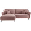 ECKSOFA Rosa Cord  - Schwarz/Rosa, Design, Textil/Metall (178/264-302cm) - Livetastic