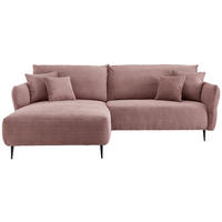 ECKSOFA in Cord Rosa  - Schwarz/Rosa, Design, Textil/Metall (178/264-302cm) - Livetastic