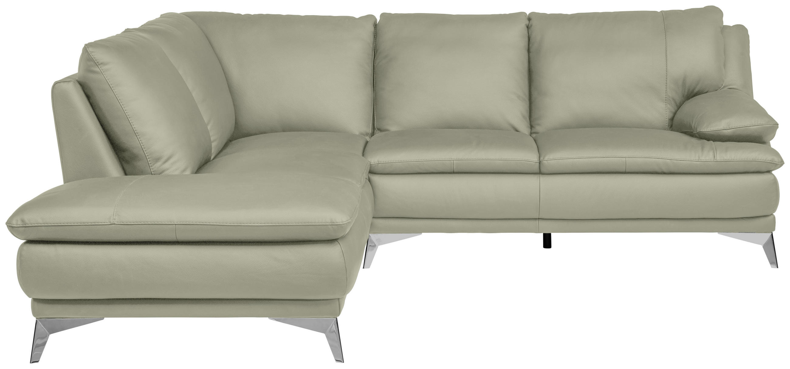 ECKSOFA Taupe Echtleder  - Taupe/Chromfarben, Design, Leder/Metall (224/252cm) - Novel
