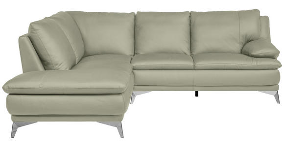 ECKSOFA Taupe Echtleder  - Taupe/Chromfarben, Design, Leder/Metall (224/252cm) - Novel