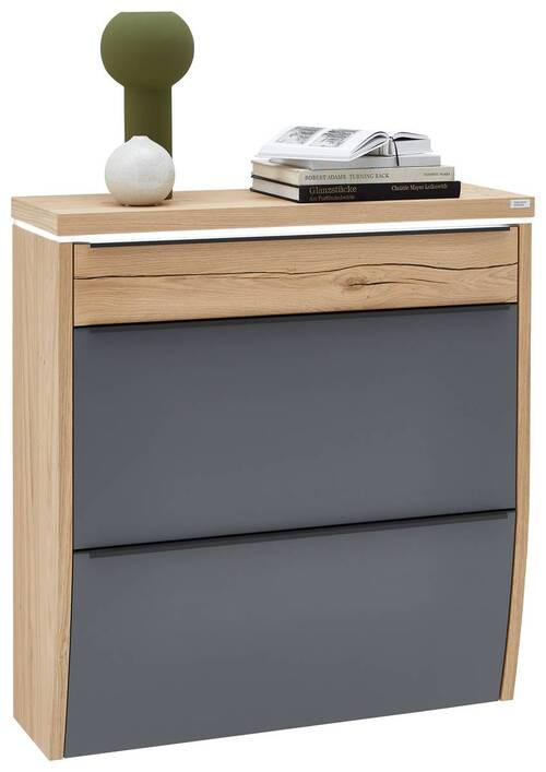 HÄNGESCHUHSCHRANK furniert, massiv Grau, Eichefarben  - Eichefarben/Anthrazit, Design, Holzwerkstoff/Metall (92/96/31cm) - Dieter Knoll