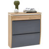 HÄNGESCHUHSCHRANK furniert, massiv Grau, Eichefarben  - Eichefarben/Anthrazit, Design, Holzwerkstoff/Metall (92/96/31cm) - Dieter Knoll