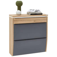 SCHUHKIPPER furniert, massiv Grau, Eichefarben  - Eichefarben/Anthrazit, Design, Holzwerkstoff/Metall (92/96/31cm) - Dieter Knoll