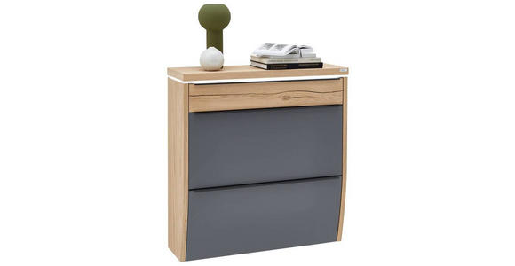 HÄNGESCHUHSCHRANK furniert, massiv Grau, Eichefarben - Eichefarben/Anthrazit, Design, Holzwerkstoff/Metall (92/96/31cm) - Dieter Knoll