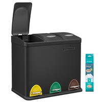 ABFALLSAMMLER 24 L  - Schwarz, Basics, Kunststoff/Metall (46/39,5/24,5cm)