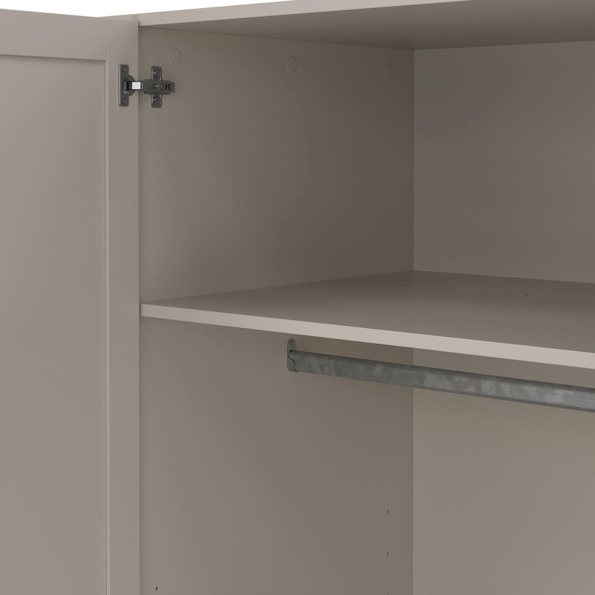 DREHTÜRENSCHRANK  in Kaschmir, 4-türig  - Kaschmir/Silberfarben, MODERN, Holz/Metall (195,5/200/61,7cm) - MID.YOU