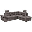ECKSOFA  in Mikrovelours Graubraun  - Graubraun/Schwarz, KONVENTIONELL, Kunststoff/Textil (265/217cm) - Carryhome