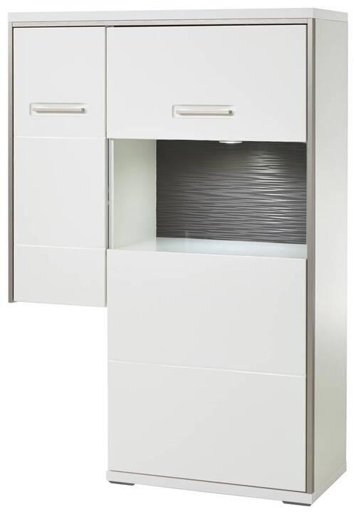 HÖG BYRÅ Accra  i 94/137/38 cm  - vit/vit högglans, Design, metall/trämaterial (94/137/38cm) - Livetastic