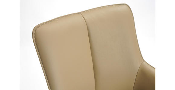ARMLEHNSTUHL in Eisen Echtleder pigmentiert - Eichefarben/Beige, MODERN, Leder/Holz (64/87/60cm) - Novel