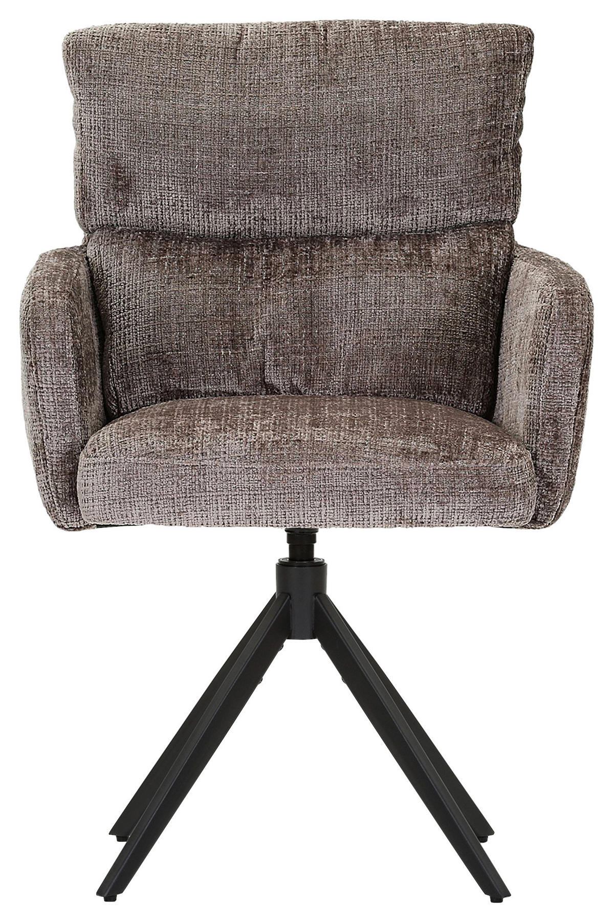 ARMLEHNSTUHL  Typenauswahl, Sitzfläche 360° drehbar Chenille  Schwarz, Graubraun  - Graubraun/Schwarz, Design, Textil/Metall (60/90/65cm) - Milino