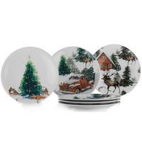 TELLERSET 6-teilig  - Weiß/Grün, Basics, Keramik (21cm) - X-Mas