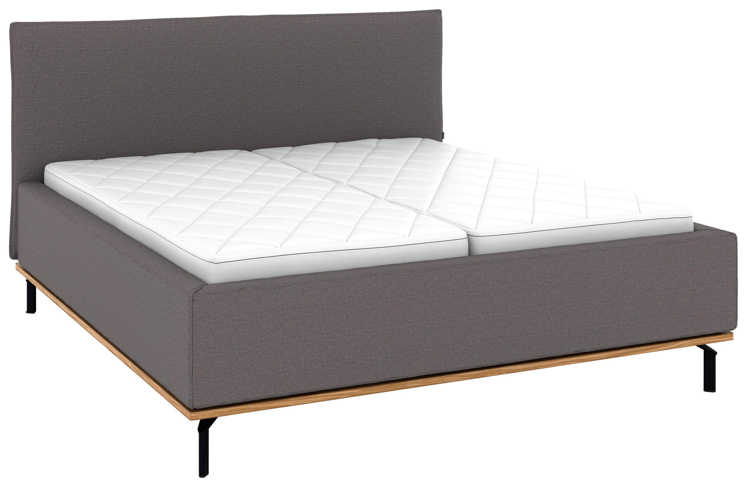 POLSTERBETT 180/200 cm,  in Graubraun, Matratze, Lattenrost, Bettkasten, H3 + H3 = fest  - Graubraun/Graphitfarben, Design, Holz/Textil (180/200cm) - Musterring