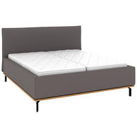 POLSTERBETT 180/200 cm,  in Graubraun, Matratze, Lattenrost, Bettkasten, H3 + H3 = fest  - Graubraun/Graphitfarben, Design, Holz/Textil (180/200cm) - Musterring