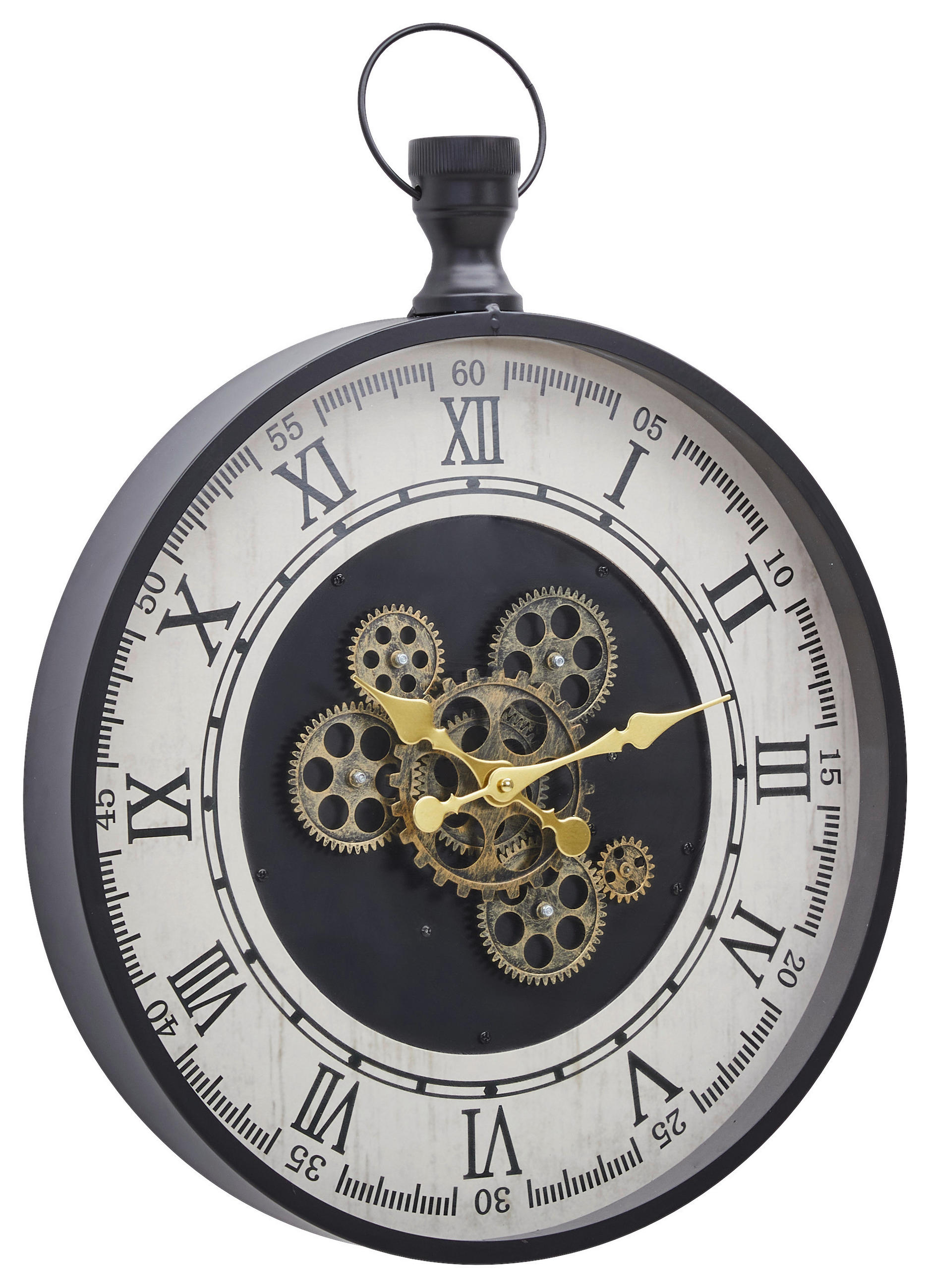 WANDUHR 48/63/6 cm   - Weiss/Goldfarben, Lifestyle, Glas/Holzwerkstoff (48/63/6cm) - Landscape
