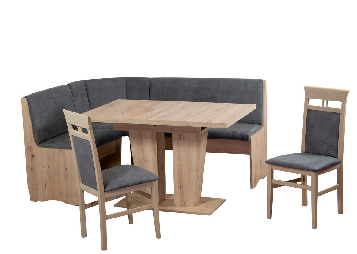 ECKBANKGRUPPE Mikrofaser Grau, Eiche Artisan  - Eiche Artisan/Grau, KONVENTIONELL, Holz/Textil (165/89/125cm) - MID.YOU