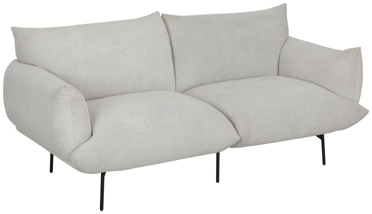 SOFA Mikrofaser Creme  - Creme/Schwarz, Trend, Textil/Metall (185/77/83cm) - P & B