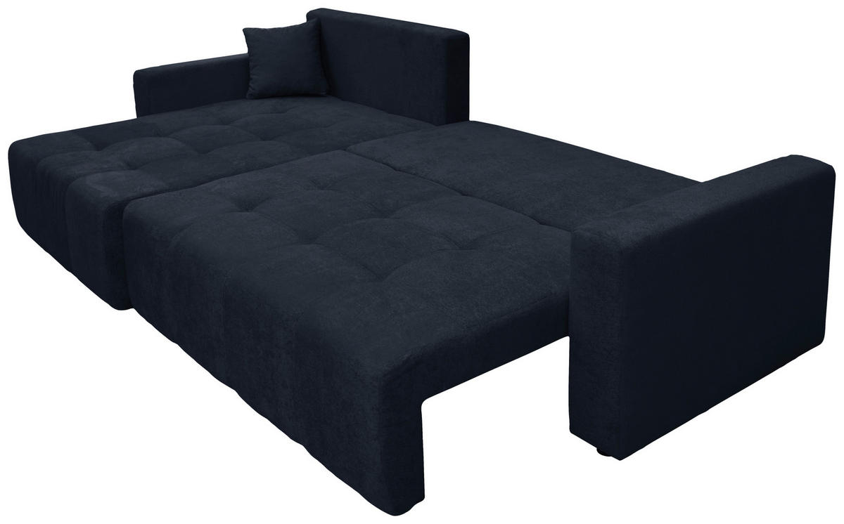 ECKSOFA LAGUNA in Frottee Dunkelblau  143/260 cm  - Schwarz/Dunkelblau, Design, Kunststoff/Textil (143/260cm) - MID.YOU