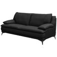 2,5-SITZER Schwarz Echtleder  - Schwarz, Design, Leder/Metall (212/92/98cm) - Novel