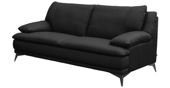 2,5-SITZER Schwarz Echtleder  - Schwarz, Design, Leder/Metall (212/92/98cm) - Novel