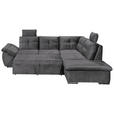 ECKSOFA Grau Mikrovelours  - Schwarz/Grau, KONVENTIONELL, Kunststoff/Textil (265/217cm) - Carryhome