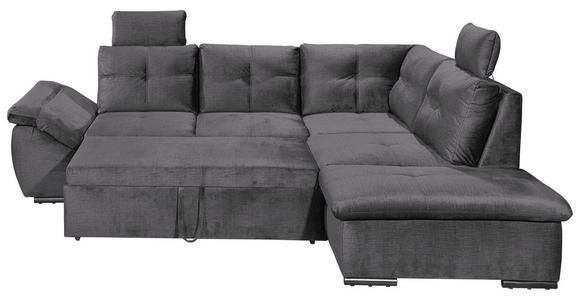 ECKSOFA Grau Mikrovelours  - Schwarz/Grau, KONVENTIONELL, Kunststoff/Textil (265/217cm) - Carryhome