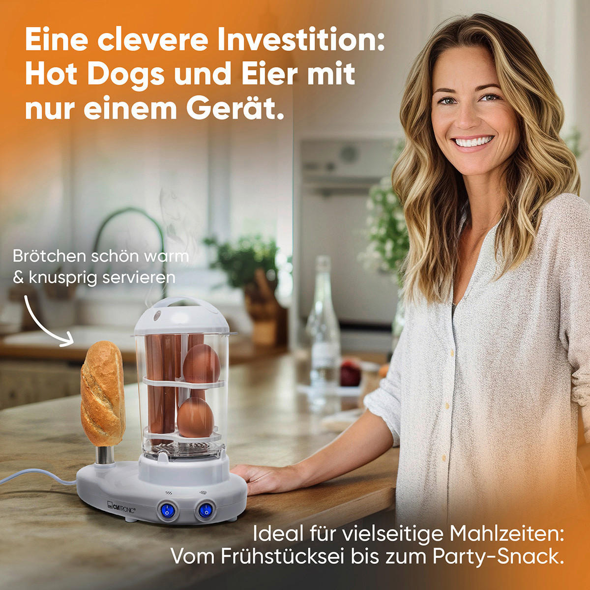 HOTDOG-MASCHINE  - Weiß, LIFESTYLE, Kunststoff (24/27/16cm) - Clatronic