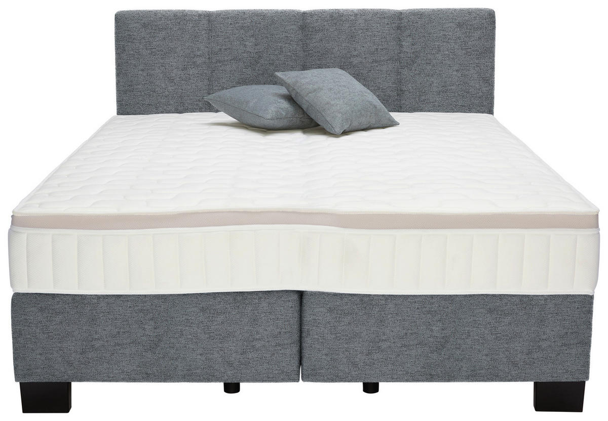 BOXSPRINGBETT 200/200 cm  in Dunkelgrau  - Dunkelgrau/Schwarz, Design, Kunststoff/Textil (200/200cm) - Hom`in
