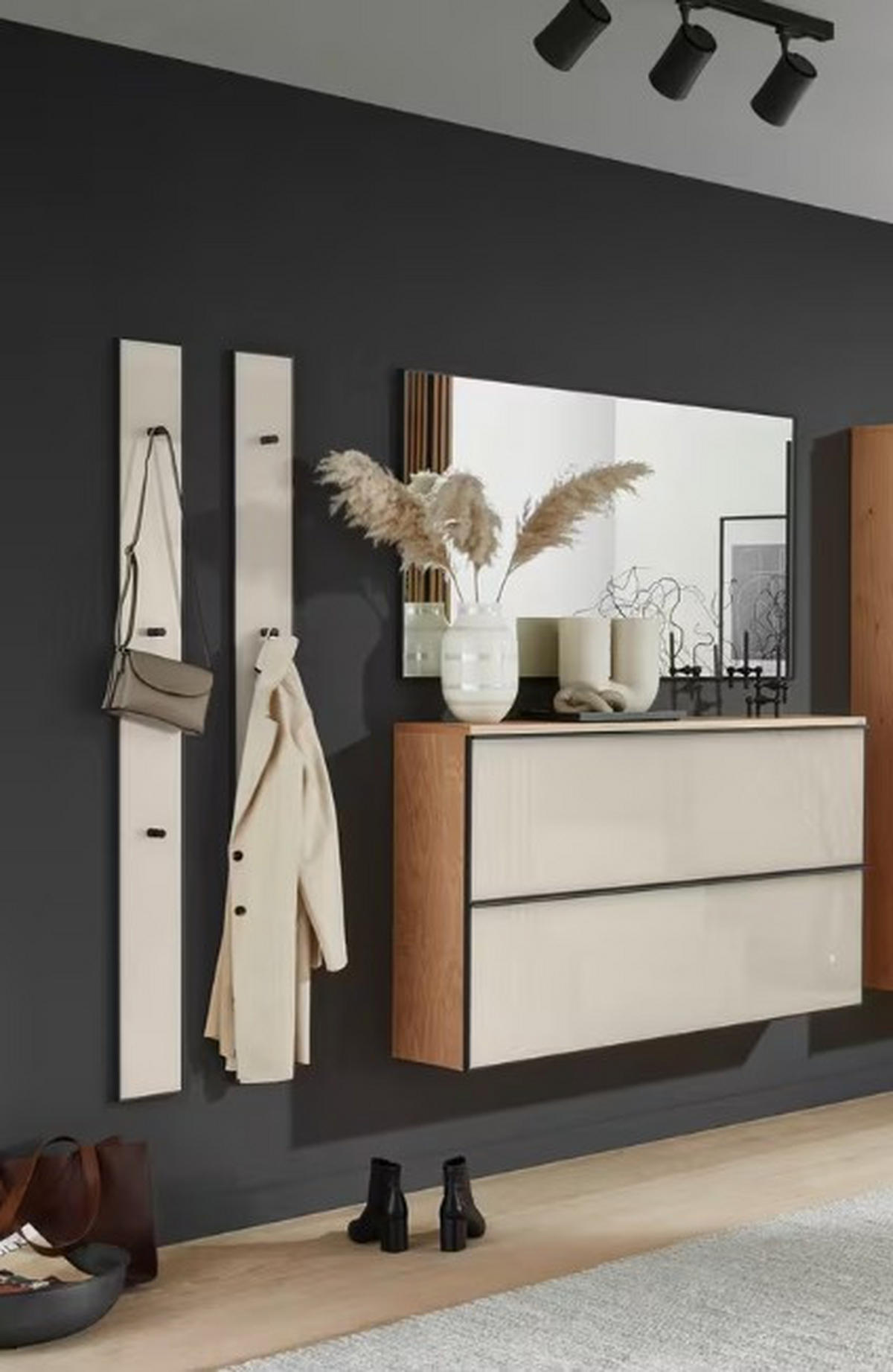 GARDEROBE 4-teilig  in 190/190/37 cm  - Eichefarben/Sahara, Design, Glas/Holz (190/190/37cm) - Dieter Knoll