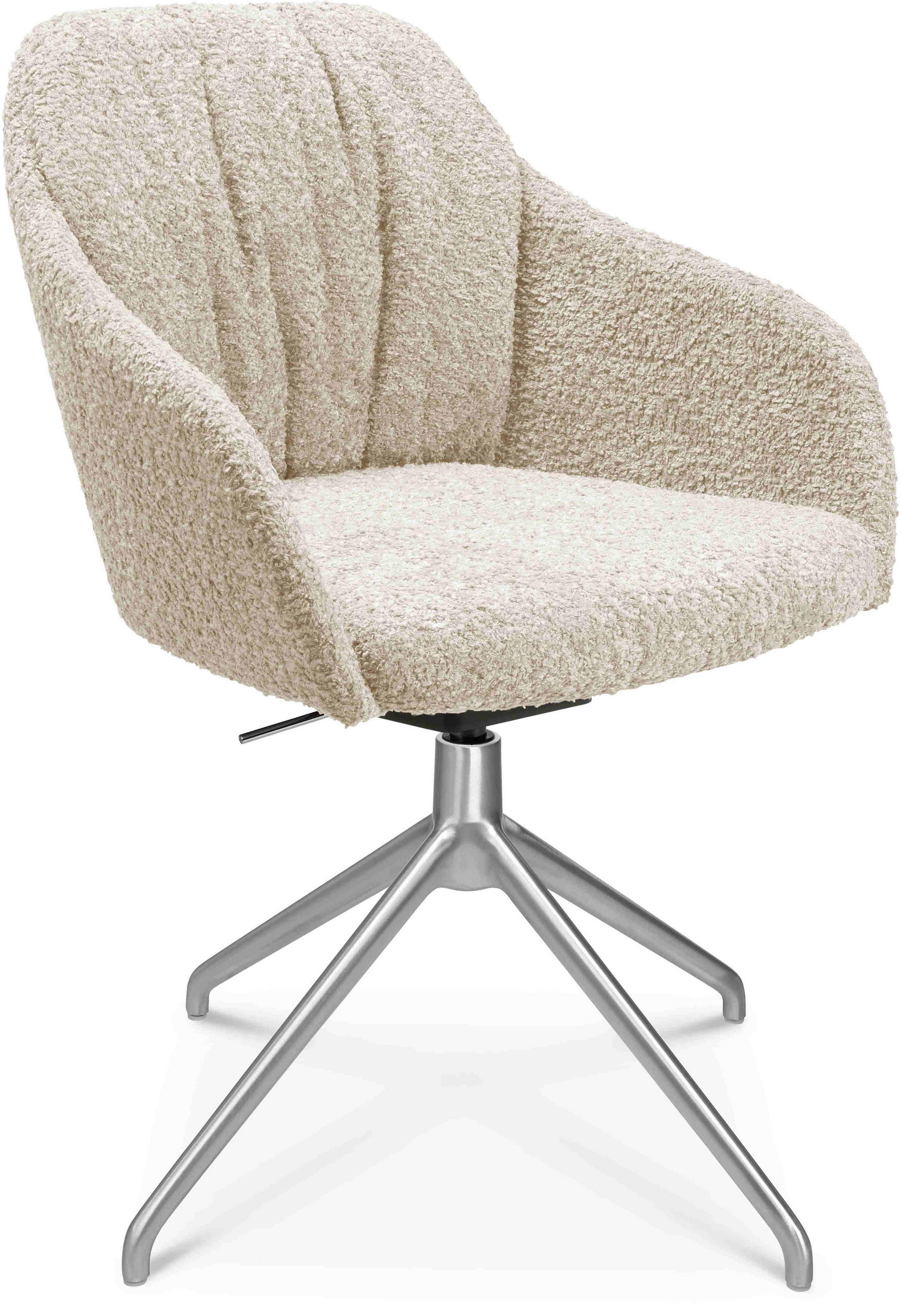 ARMLEHNSTUHL  in Aluminium Bouclé  - Creme/Alufarben, Design, Textil/Metall (58/81,5-84,5/60cm) - Johann Jakob