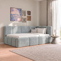 POLSTERBETT 140/200 cm,  in Silberfarben, Lattenrost, Bettkasten,  - Silberfarben/Schwarz, Design, Holz/Textil (140/200cm) - Chameo