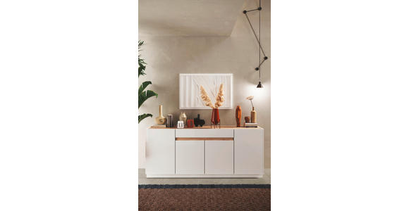 SIDEBOARD 205/87/40 cm  - Eichefarben/Weiß Hochglanz, MODERN, Holzwerkstoff (205/87/40cm) - Carryhome