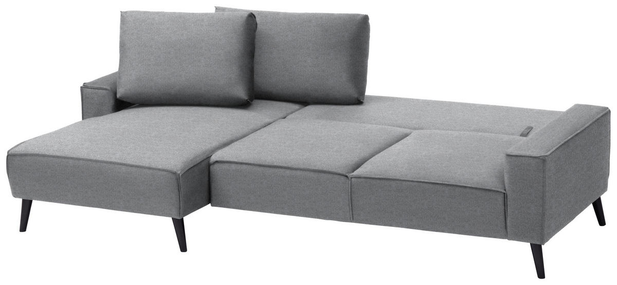 ECKSOFA in Velours Grau  - Schwarz/Grau, Basics, Holz/Textil (161/260cm) - Carryhome