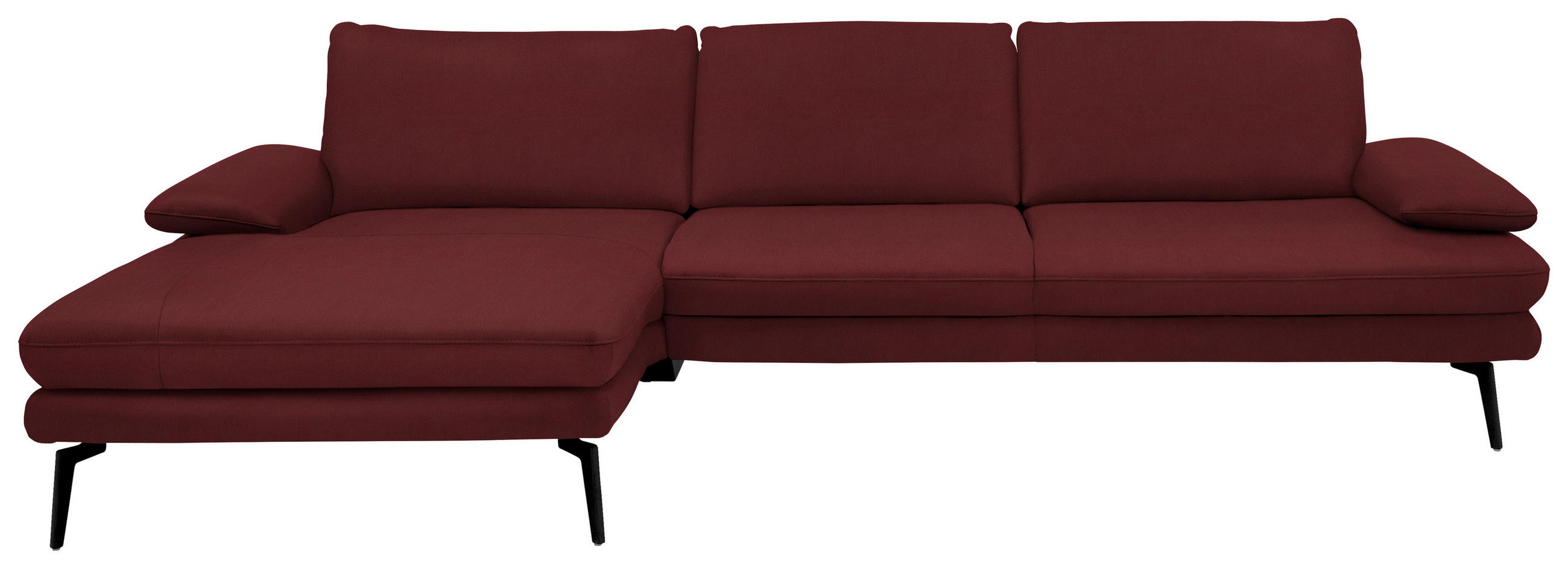 ECKSOFA in Echtleder Rot  - Rot/Schwarz, Design, Leder/Metall (180/310cm) - Dieter Knoll