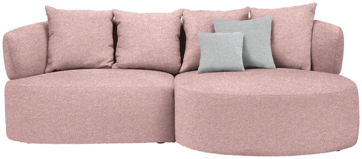 ECKSOFA in Flachgewebe Altrosa  235/166 cm  - Schwarz/Altrosa, MODERN, Kunststoff/Textil (235/166cm) - Hom`in