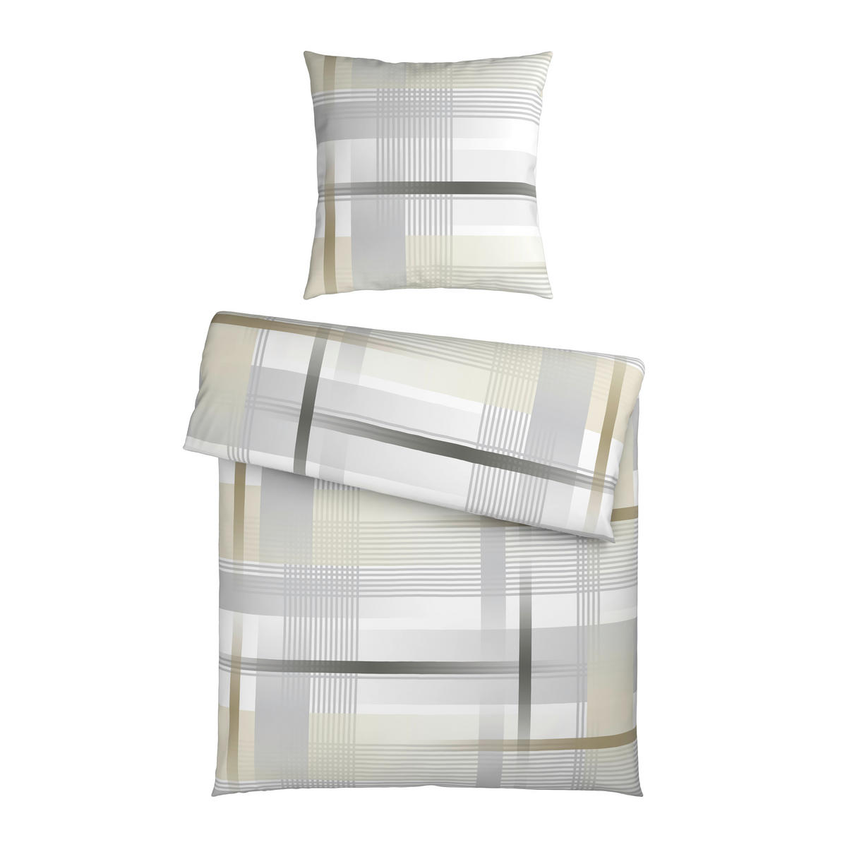 BETTWÄSCHESET Flanell 160/210 cm  65 cm/100 cm  - Goldfarben, Konventionell, Textil (160/210cm) - Esposa