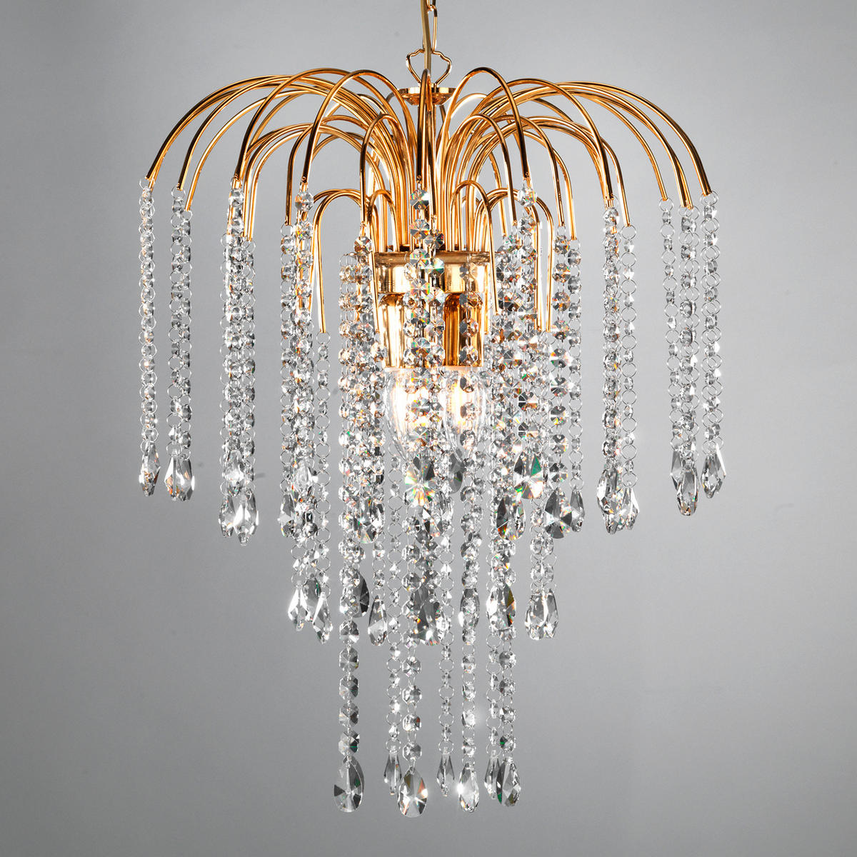 KRISTALL-HÄNGELEUCHTE 40/110 cm   - Goldfarben, KONVENTIONELL, Glas/Metall (40/110cm)