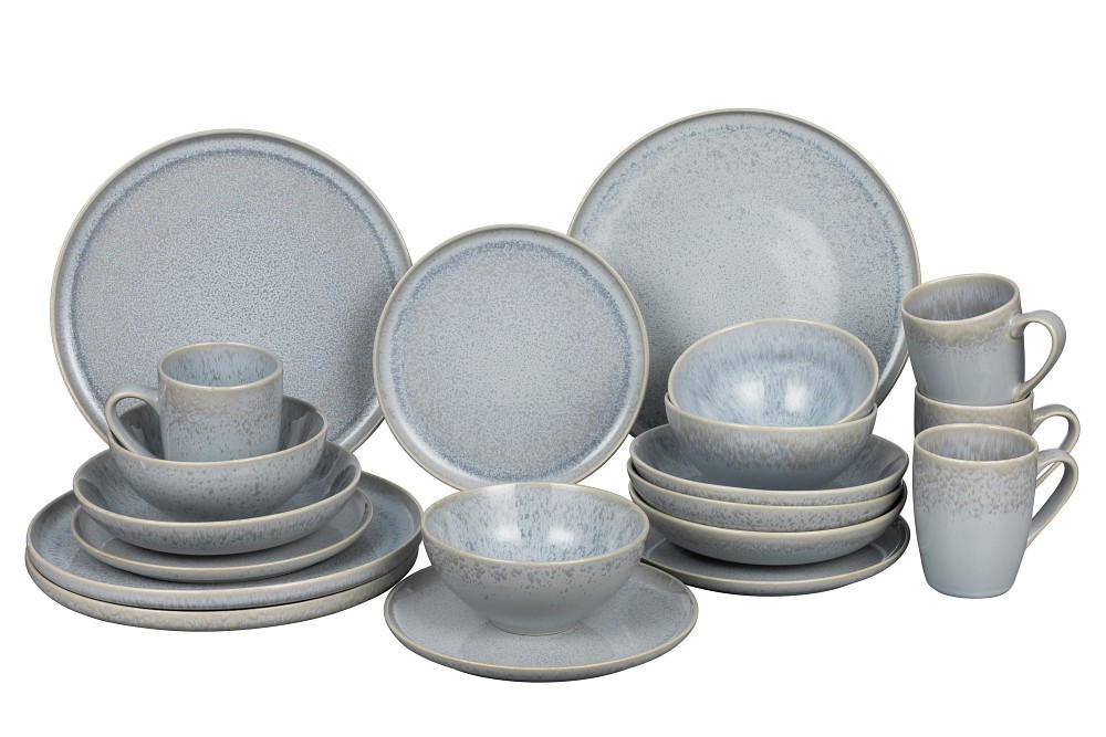 KOMBINOVANÝ SERVIS 20-dielne, kamenina keramika  - modrá, Trend, keramika - Novel