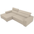 ECKSOFA DUA in Echtleder Beigebraun  170/293 cm  - Chromfarben/Beigebraun, Design, Leder/Metall (170/293cm) - Novel