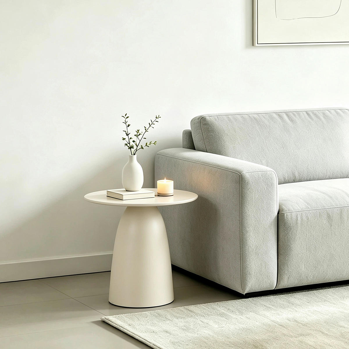 BEISTELLTISCH 49/43/48 cm Beige oval  - Beige, Design, Stein/Metall (49/43/48cm) - Stylife
