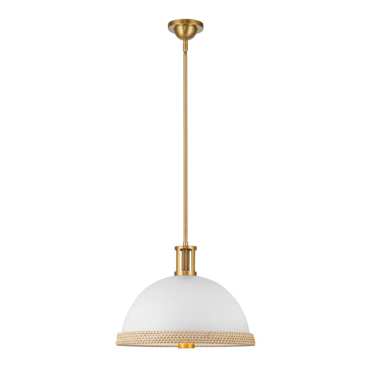 HÄNGELEUCHTE 32,4/41,7 cm  - Messingfarben/Weiß, Natur, Glas/Holz (32,4/41,7cm) - Elstead Lighting