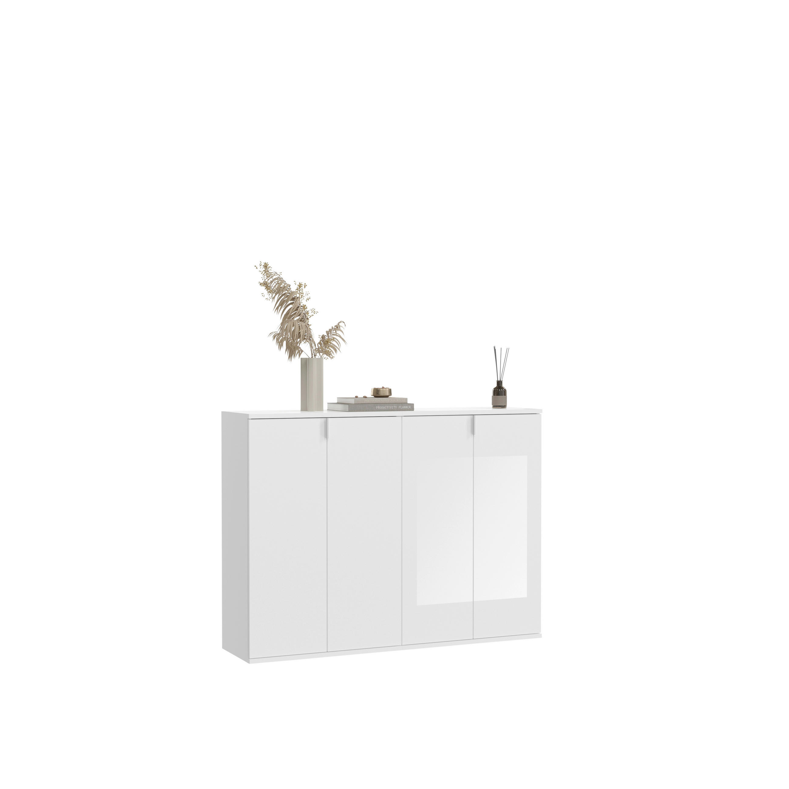 BYRÅ 122/97/34 cm  - vit högglans, Modern, trämaterial (122/97/34cm) - MID.YOU